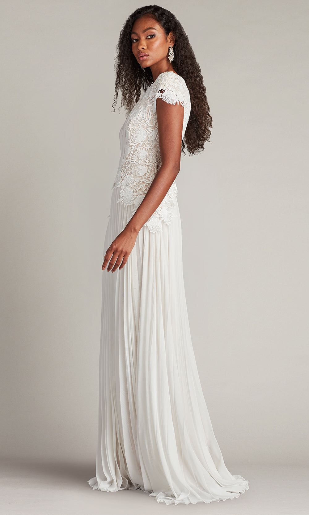 Tadashi Shoji Women's Cassiel Pleated Chiffon Gown - Ivory/Cream - Size 12