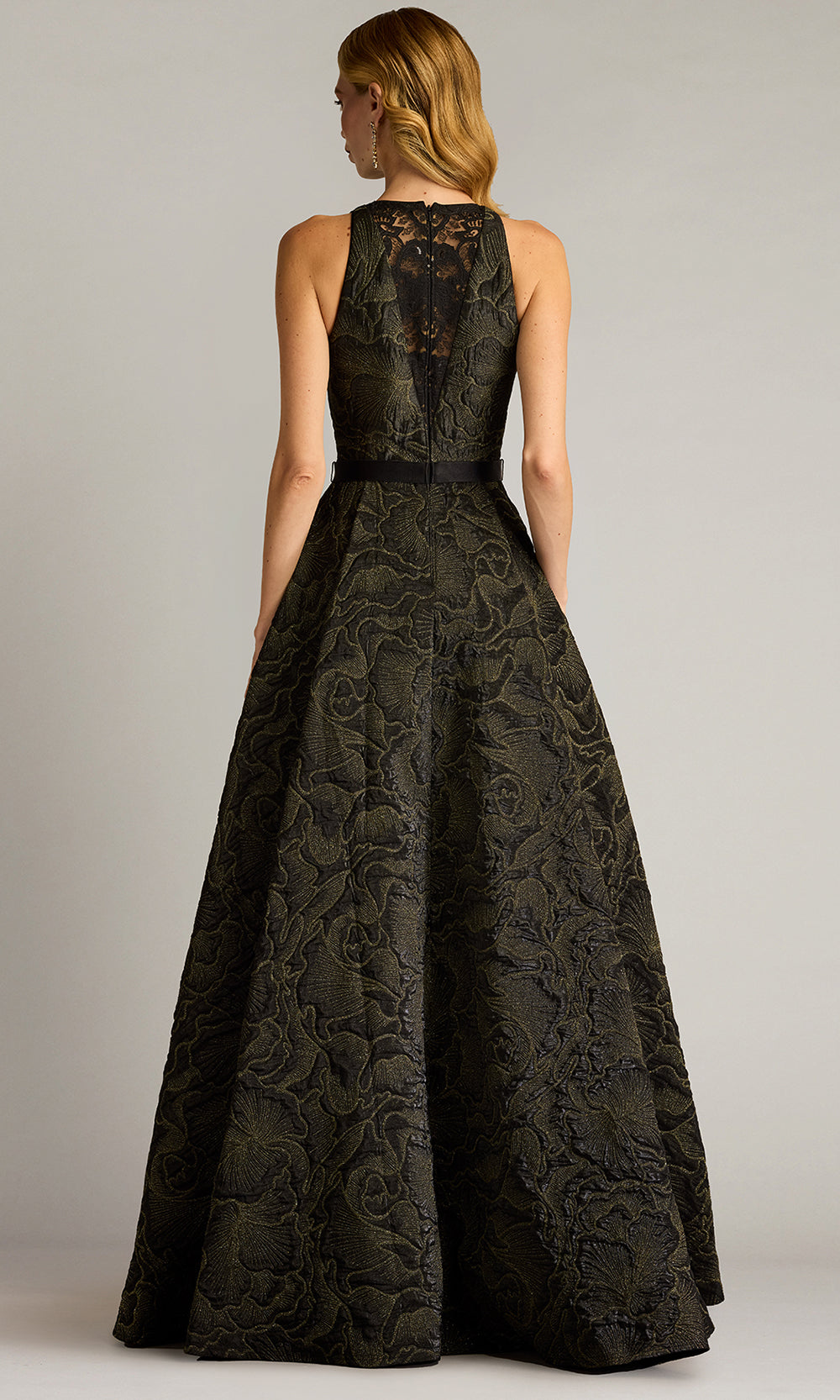 Tadashi Shoji CHN25172L - Darana Floral Jacquard Sleeveless Evening Gown Formal Gowns