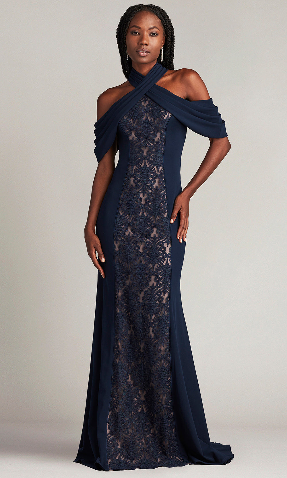 Tadashi Shoji CDY24230L - Embroidered Cold Shoulder Gown Tadashi Shoji CDY24230L - Embroidered Cold Shoulder Gown