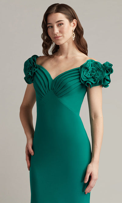 Tadashi Shoji BOS25502L - Off Shoulder Avenne Rosette-Embellished Gown Formal Gowns
