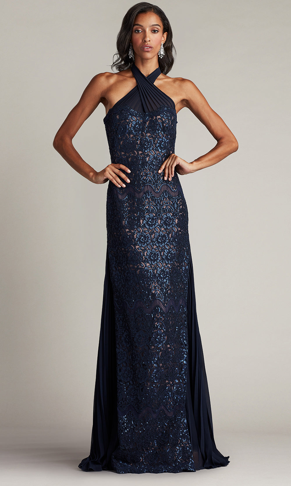 Tadashi Shoji CFC24347L - Cross Halter Evening Gown Special Occasion Dresses