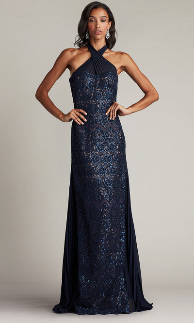 Tadashi Shoji CFC24347L - Cross Halter Evening Gown Special Occasion Dresses