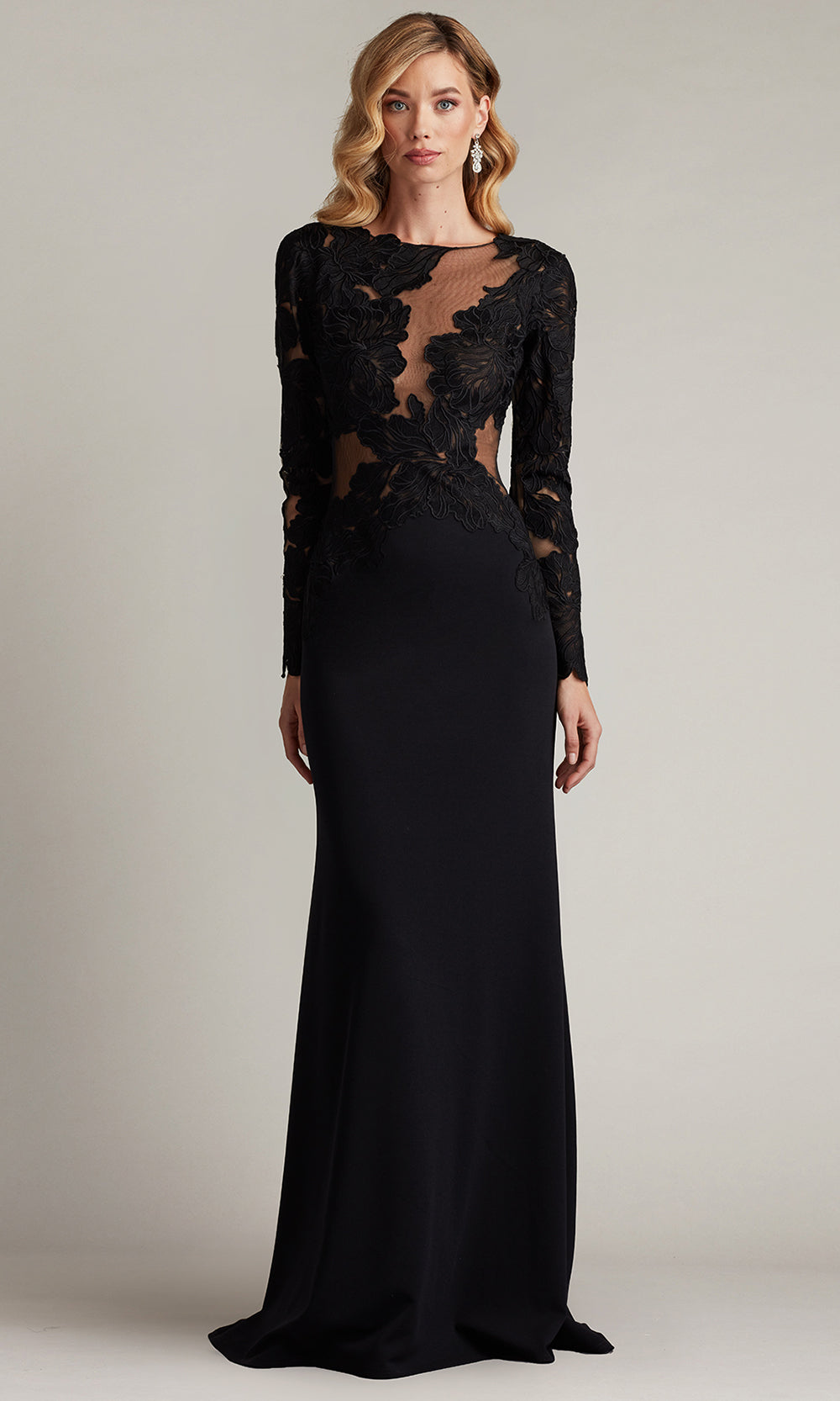 Tadashi Shoji CHG24916L - Caselle Embroidered Illusion Bodice Sheath Gown Formal Gowns