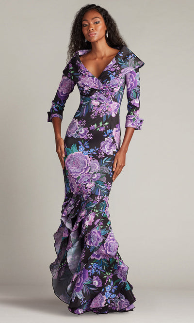 Tadashi Shoji CII25479L - Blythe Floral Portrait Collar Evening Gown Mother of the Bride Dresses