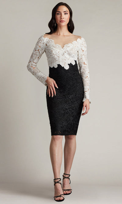 Tadashi Shoji CHG24879M - Golie Embroidered Bodice Illusion Knee-Length Dress Cocktail Dresses