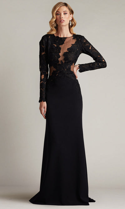 Tadashi Shoji CHG24916L - Caselle Embroidered Illusion Bodice Sheath Gown Formal Gowns