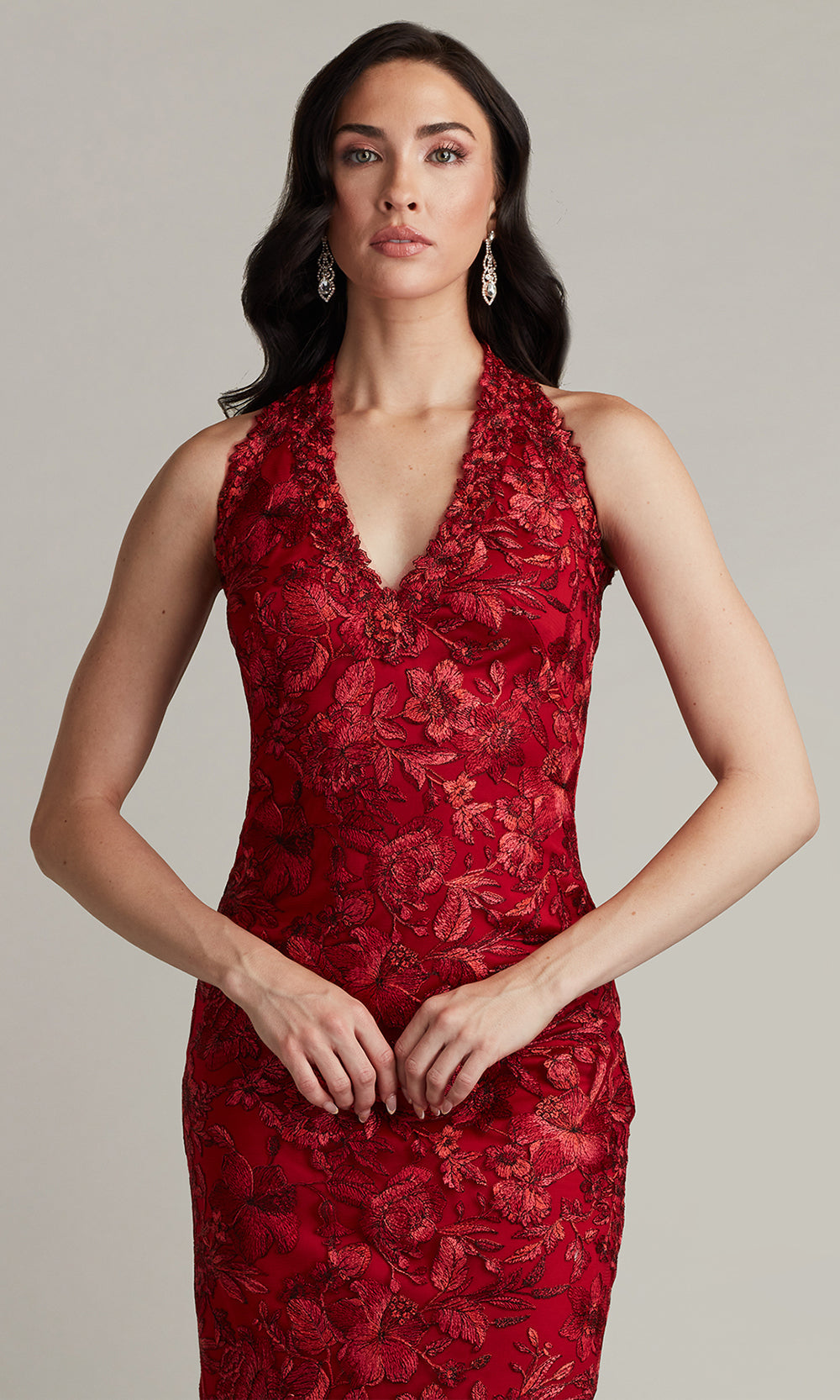 Tadashi Shoji CGV24760M - Carlyle Embroidered Halter Evening Dress Cocktail Dresses