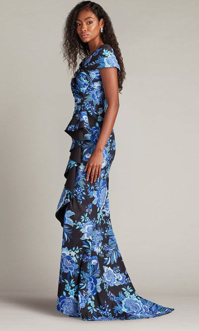 Tadashi Shoji CII25478L - Leticia Floral Waterfall Flounce Evening Gown Formal Gowns