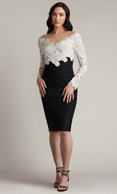 Tadashi Shoji CHG24879M - Golie Embroidered Bodice Illusion Knee-Length Dress Cocktail Dresses