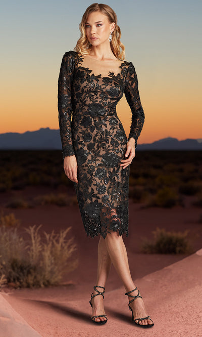 Tadashi Shoji CHS25374M - Senoia Sequin Embroidered Illusion Evening Dress cocktail dresses