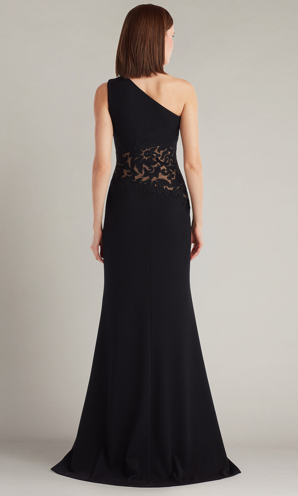 Tadashi Shoji CIN25503L - Verrier One-Shoulder Illusion Sheath Evening Gown Mother of the Bride Dresses in Black and Neutral