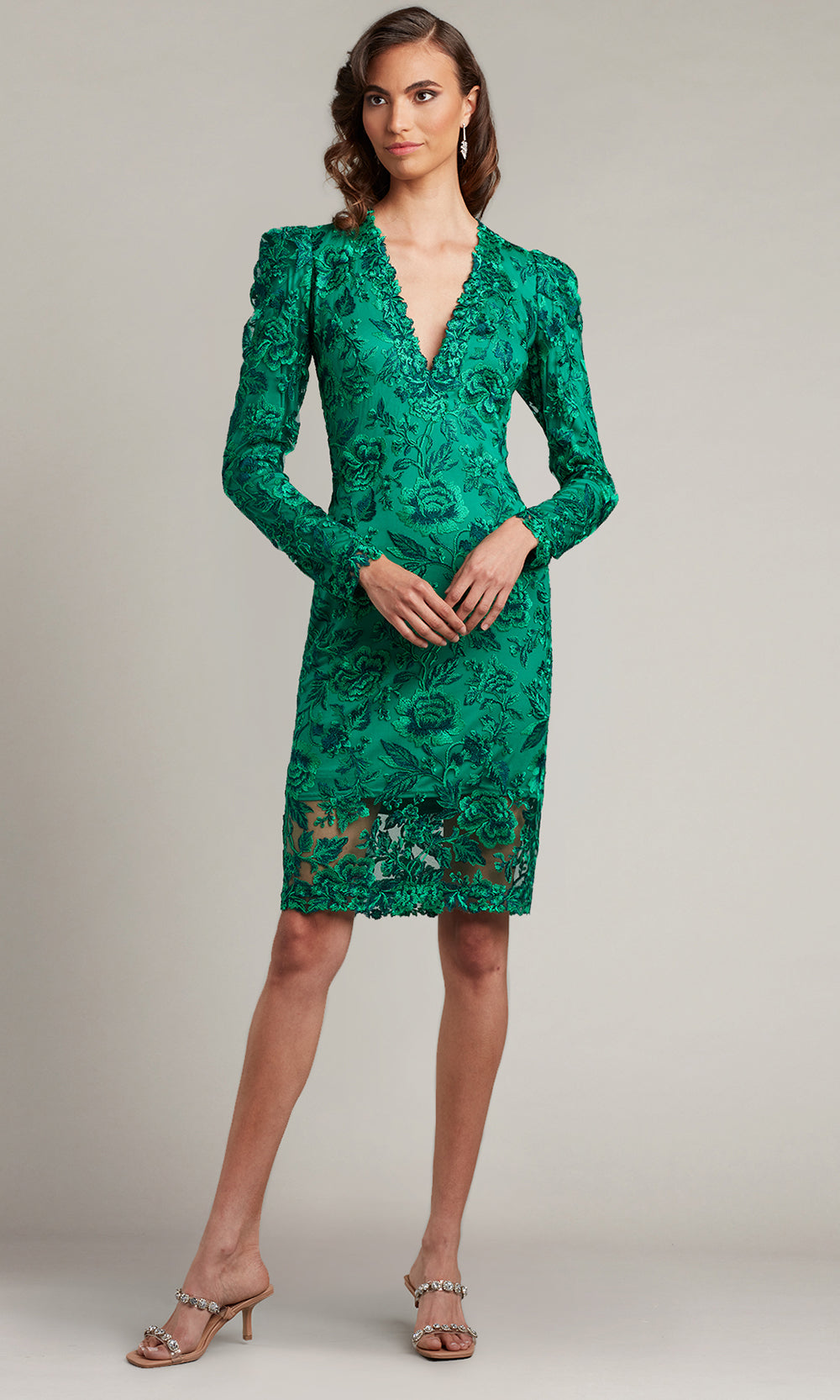 Tadashi Shoji BRX22416M - Long Sleeve Embroidered Midi Dress Special Occasion Dresses