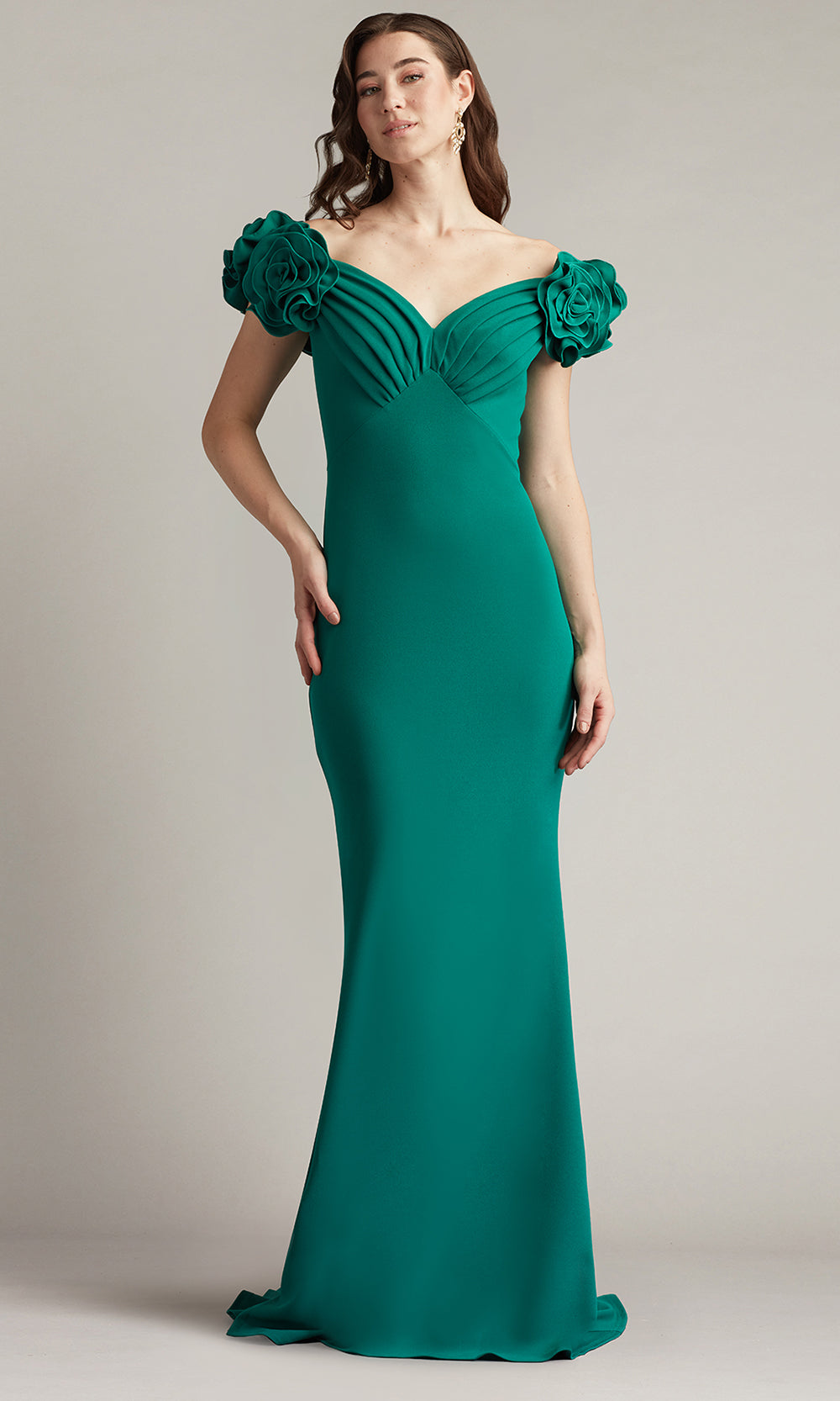 Tadashi Shoji BOS25502L - Off Shoulder Avenne Rosette-Embellished Gown Formal Gowns
