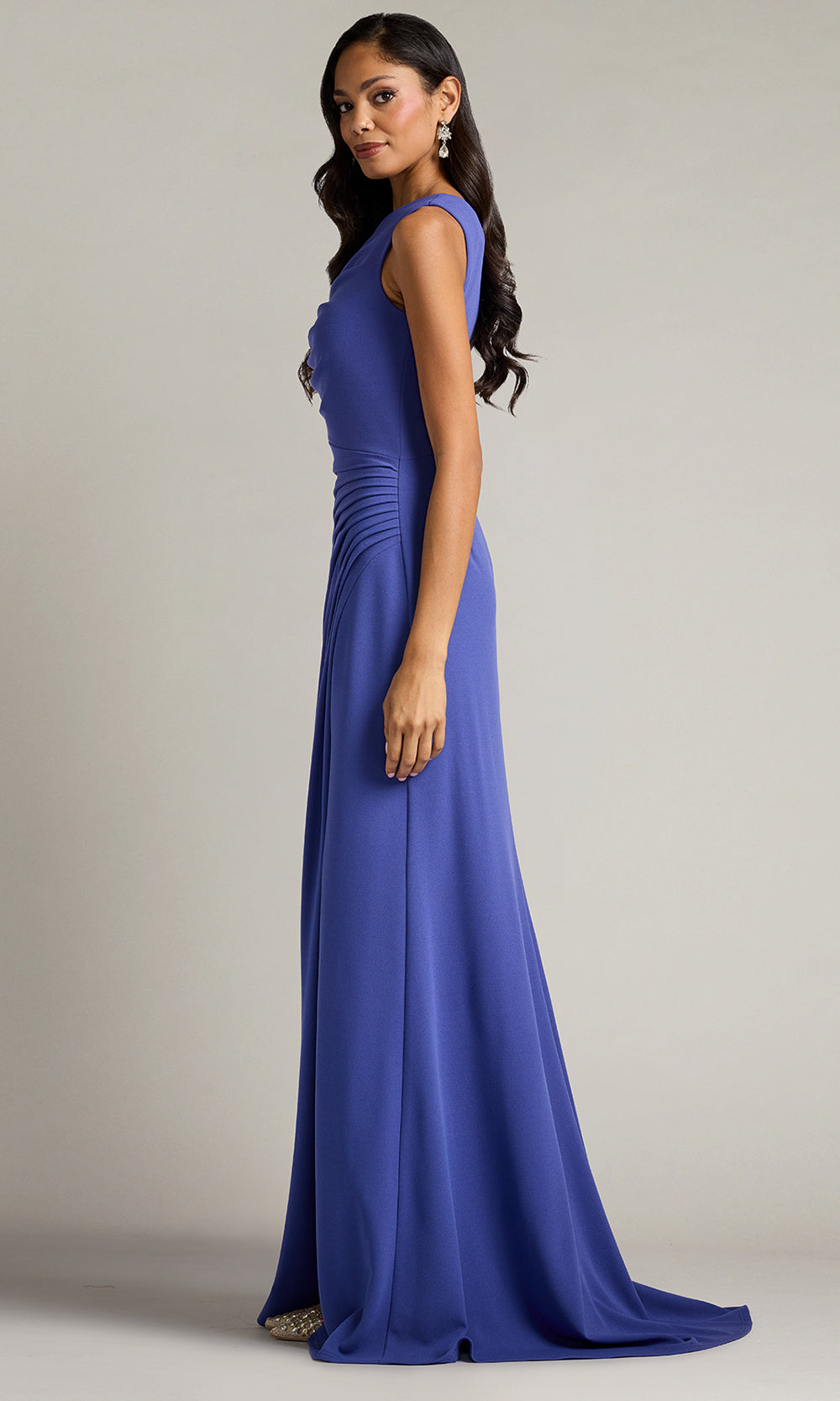 Tadashi Shoji BOS26183L - Asymmetric Ruched Long Gown with Slit Prom Dresses in Purple  