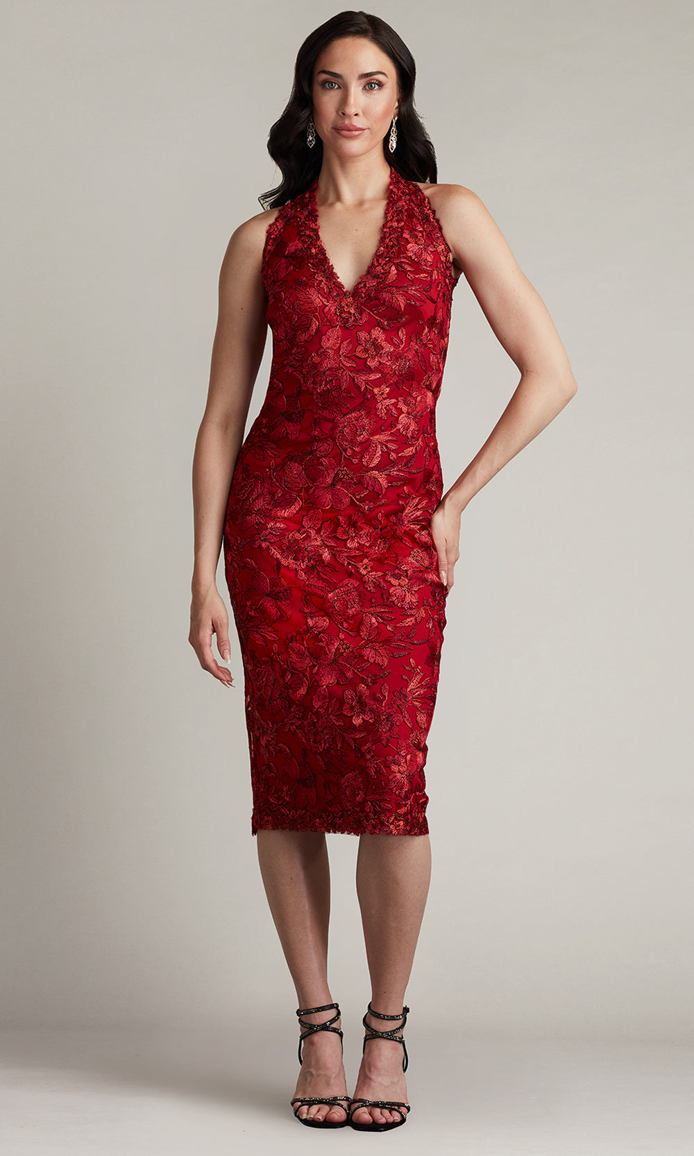 Tadashi Shoji CGV24760M - Carlyle Embroidered Halter Evening Dress Cocktail Dresses