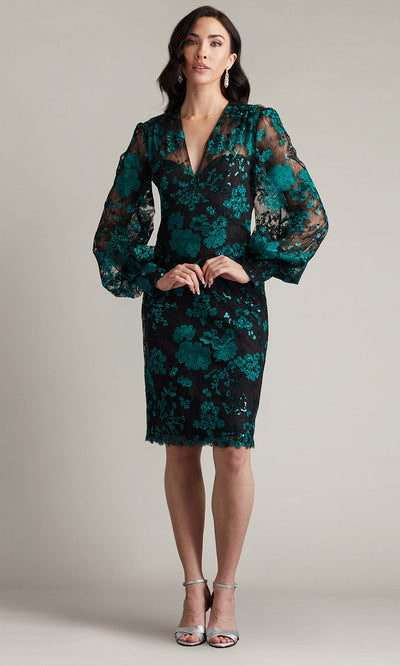 Tadashi Shoji CGU24900M - Sheer Sleeve Embroidered Fitted Dress Cocktail Dresses