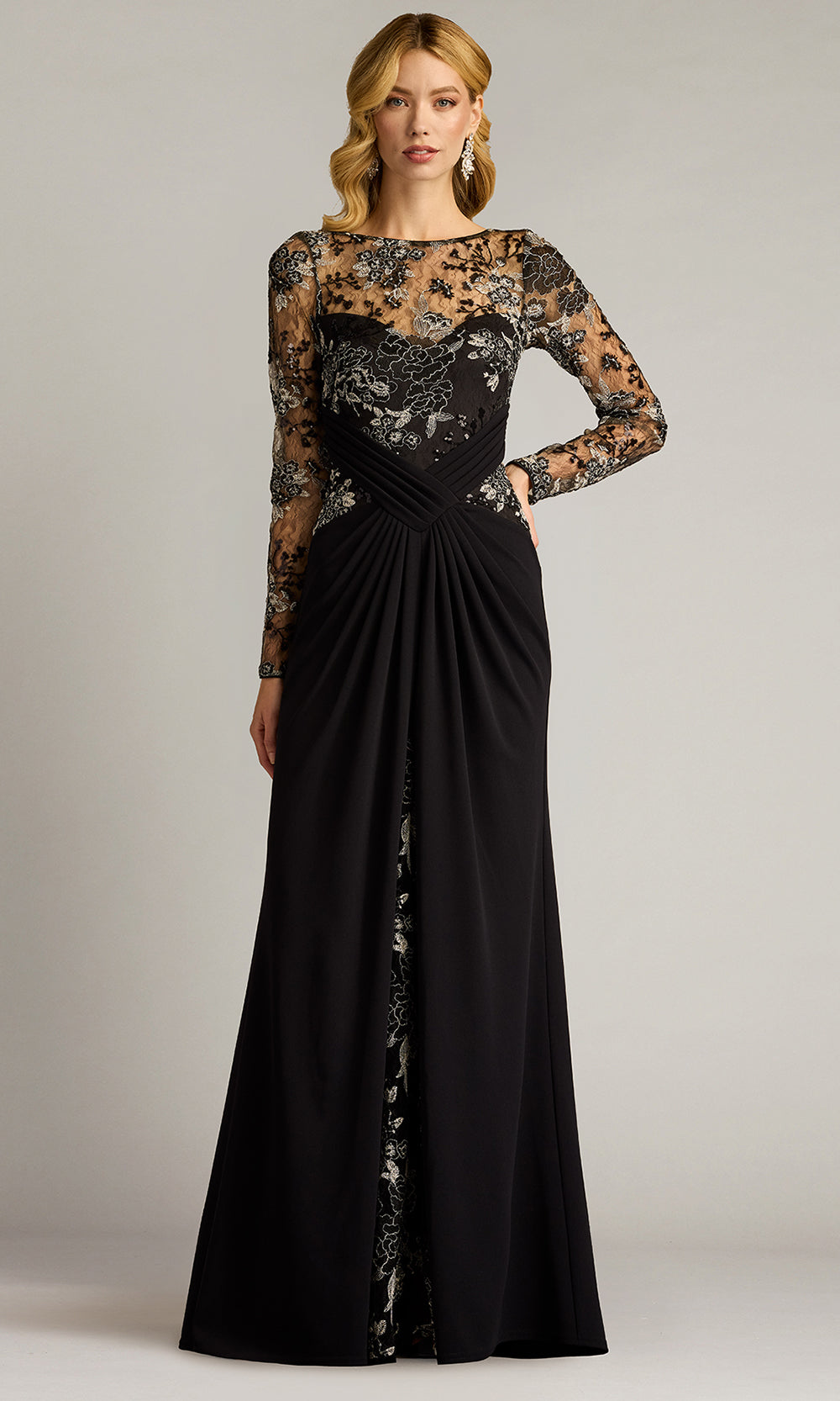 Tadashi Shoji CGU24342L - Long Sleeve Pleated Waist Gown Mother of the Bride Dresses