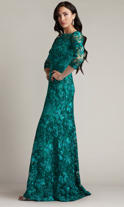Tadashi Shoji CGV24130L - Fulcher Embroidered Illusion Evening Gown Formal Gowns