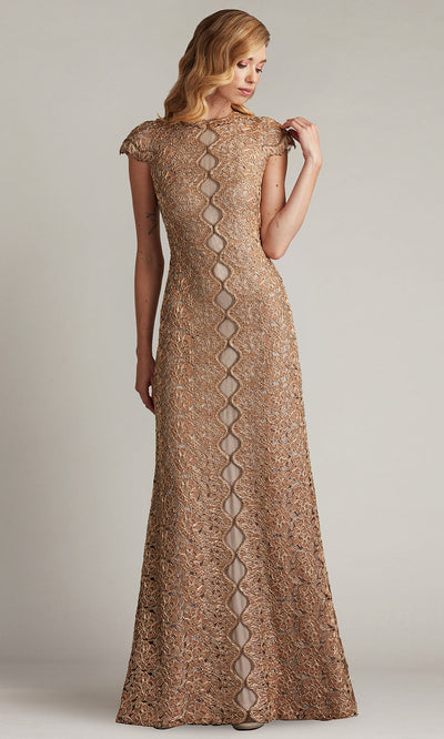 Tadashi Shoji CFJ24364L - Etters Scalloped Illusion Evening Gown Mother of the Bride Dresses