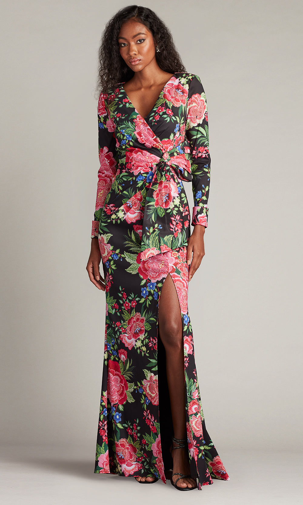 Tadashi Shoji CII24469L - Talvo Floral Print Wrap Gown with Slit Mother of the Bride Dresses