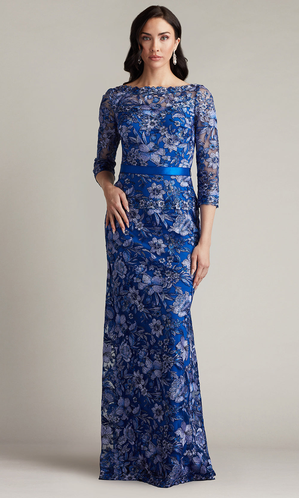 Tadashi Shoji CGV24130L - Fulcher Embroidered Illusion Evening Gown Formal Gowns