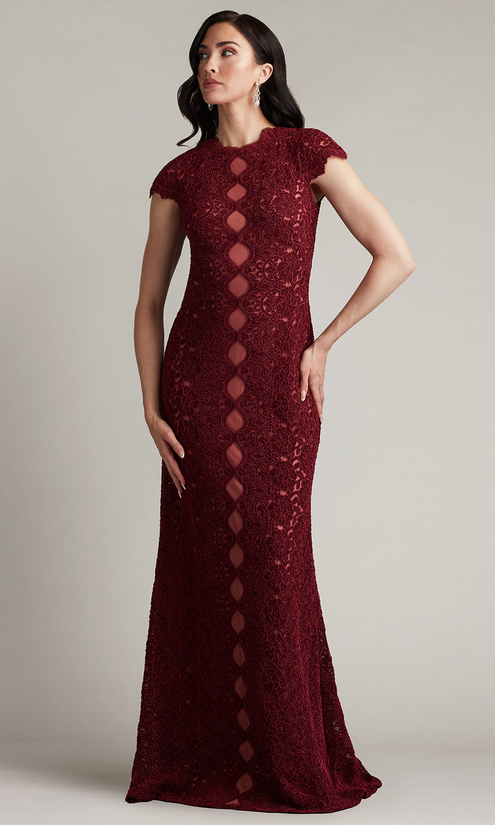 Tadashi Shoji CFJ24364L - Etters Scalloped Illusion Evening Gown Mother of the Bride Dresses