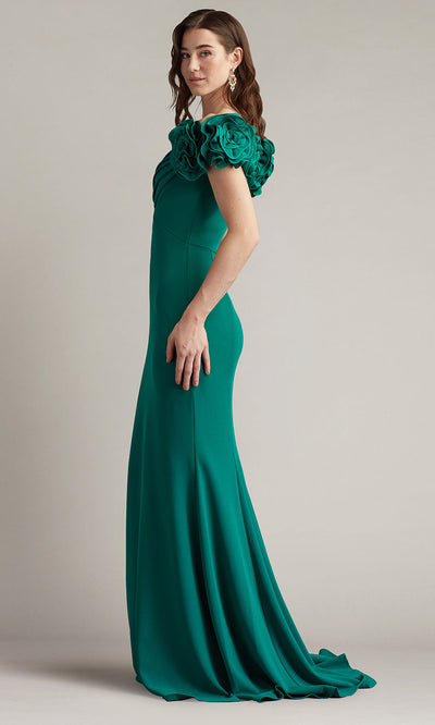 Tadashi Shoji BOS25502L - Off Shoulder Avenne Rosette-Embellished Gown Formal Gowns