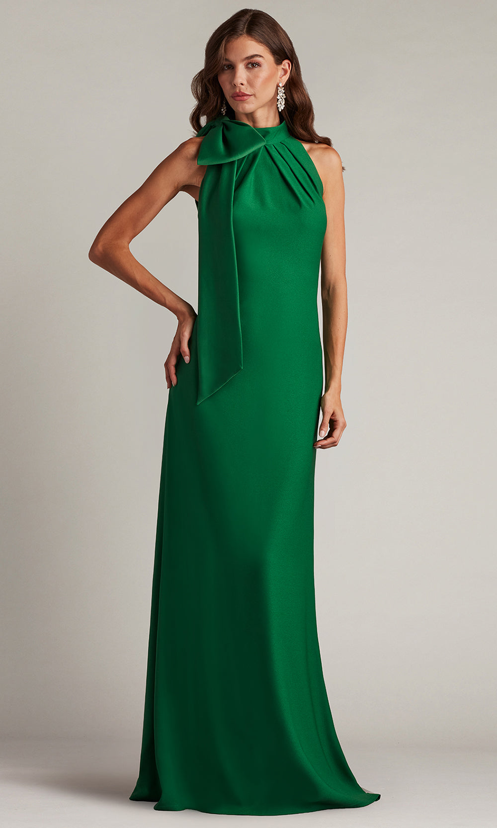 Tadashi Shoji BOS23521L - Sims Shoulder Bow Halter Sheath Gown Formal Gowns