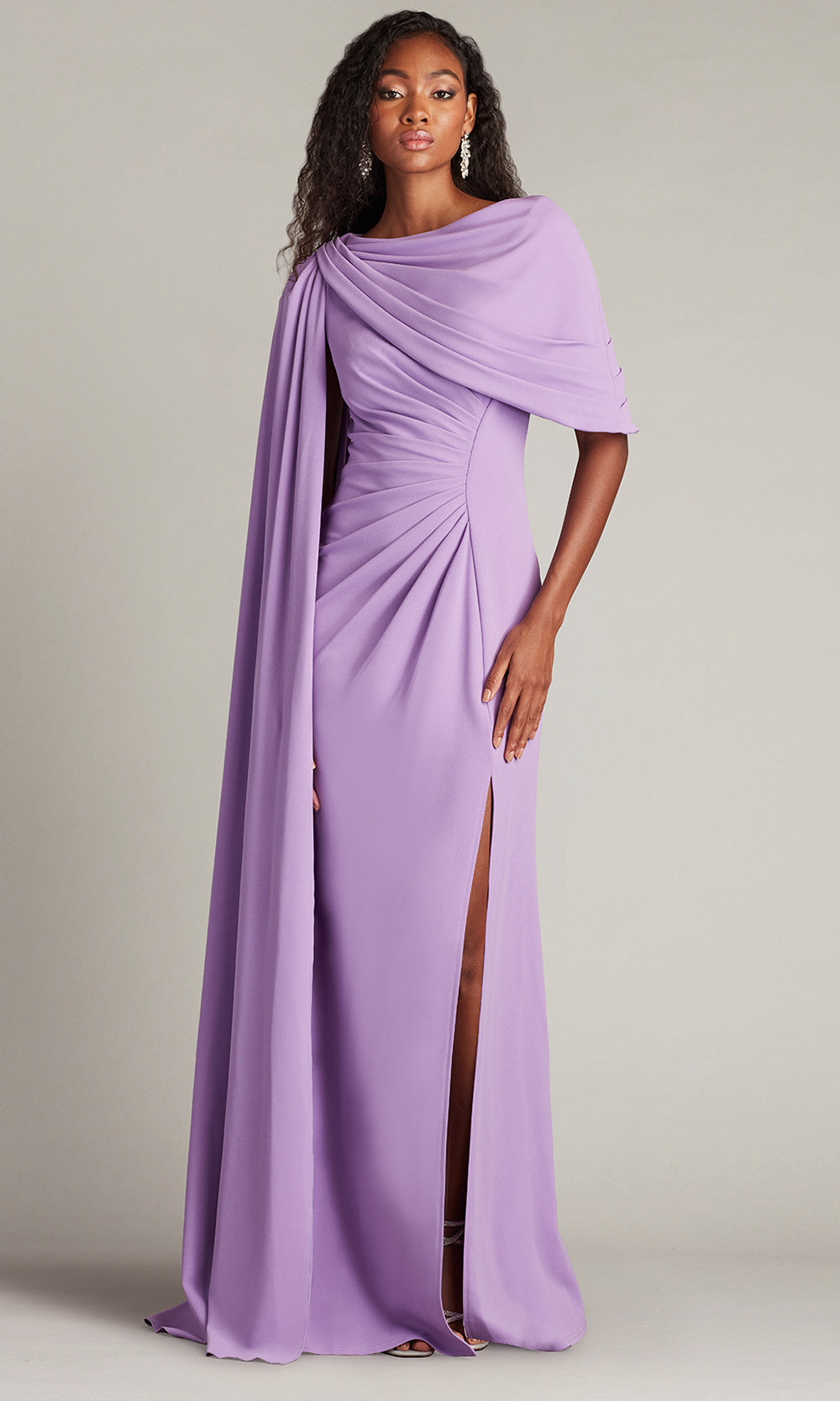 Tadashi Shoji BOS25345L - Acadia Shawl Draped Evening Gown Formal Gowns