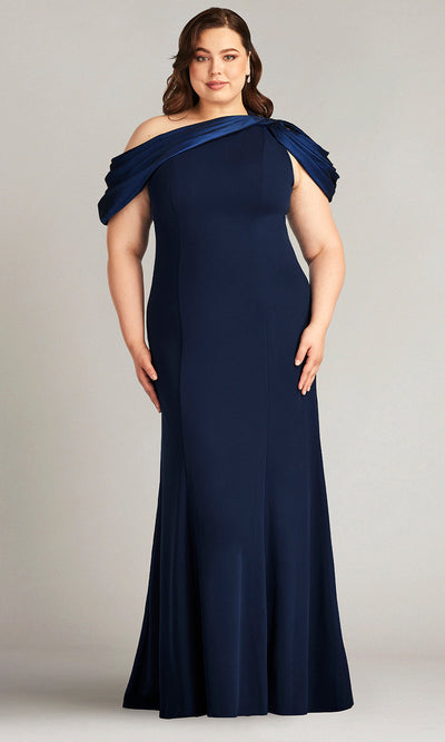 Tadashi Shoji CY22037LQ - Carlene Drape Shoulder Gown - Plus Size Special Occasion Dresses