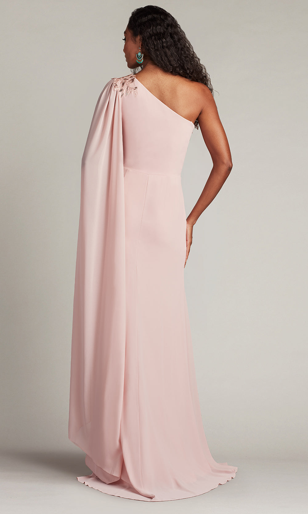 Tadashi Shoji CHS25368L - Sonora Cape Sleeve One Shoulder Gown Prom Dresses in Pink  