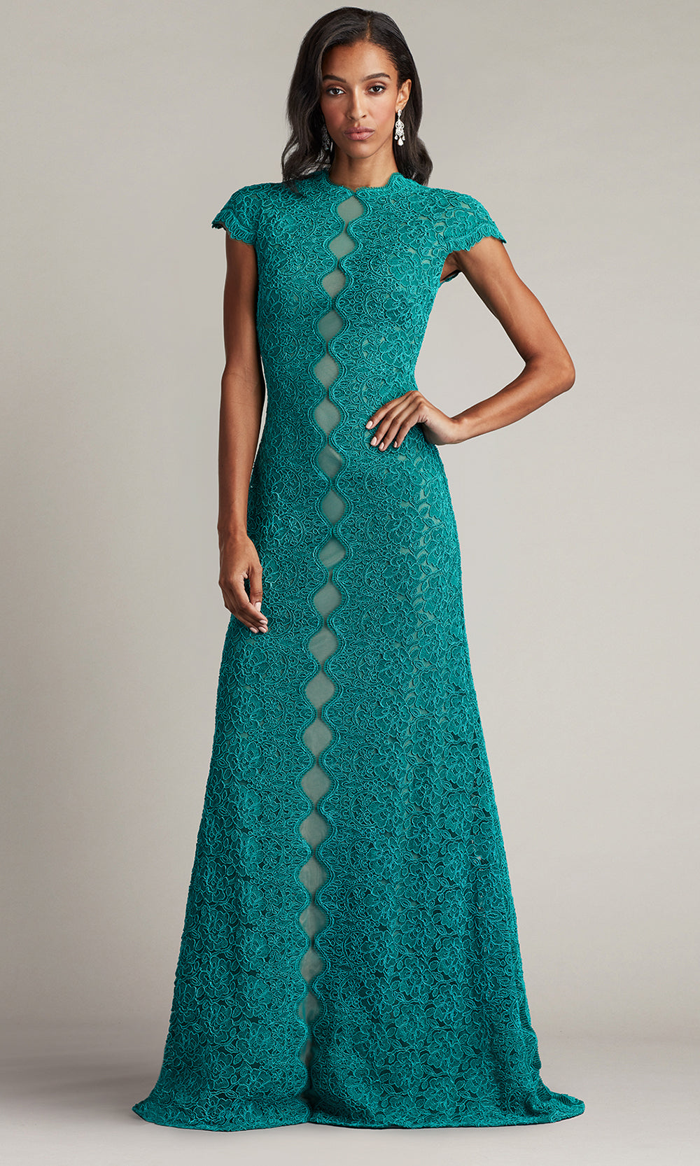 Tadashi Shoji CFJ24364L - Etters Scalloped Illusion Evening Gown Mother of the Bride Dresses