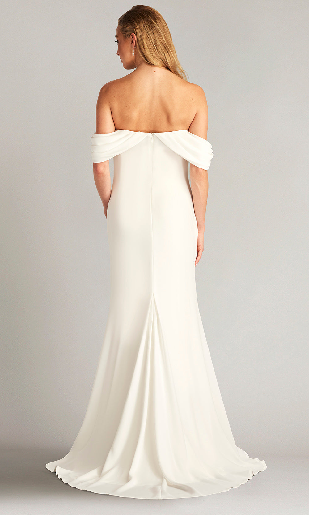 Tadashi Shoji ALG19170LBH - Amishta Off-The-Shoulder Crepe Fitted Gown Wedding Dresses in White  