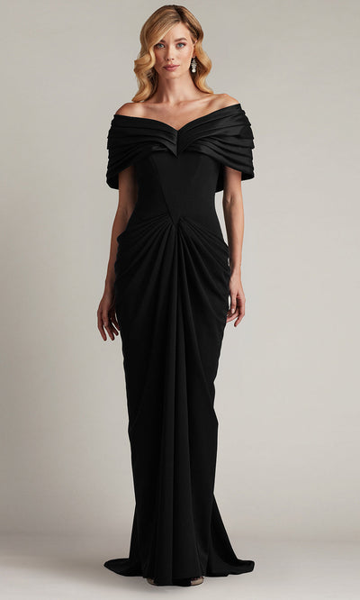 Tadashi Shoji BOS25800L - Seraphine Pleated Portrait Collar Sheath Gown Formal Gowns