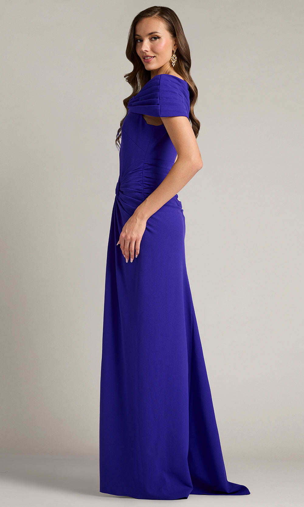 Tadashi Shoji BOS25146L - Perkins Asymmetric Draped Sheath Gown Prom Dresses in Purple  