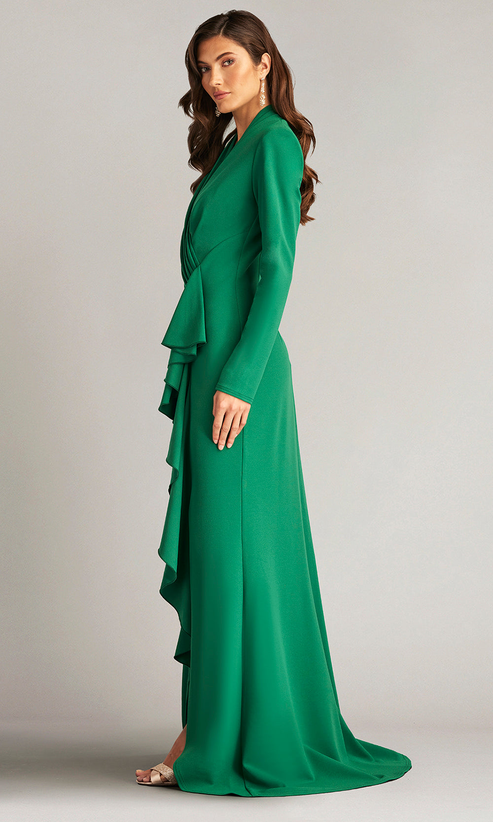 tadashi shoji green dress Green is the color of the season and our Blanche Draped Dolman Gown will give you the confidence to shine