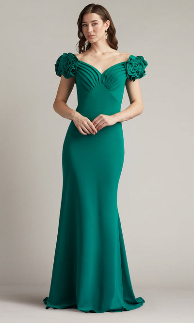 Tadashi Shoji BOS25502L - Off Shoulder Avenne Rosette-Embellished Gown Formal Gowns