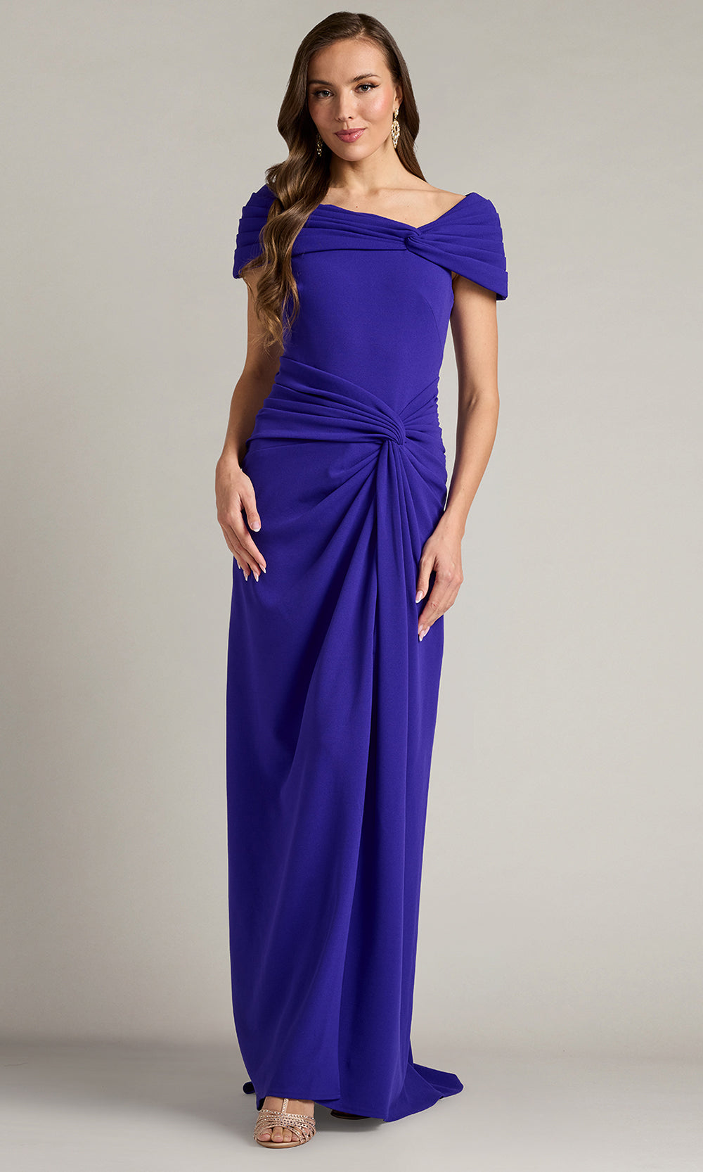 Tadashi Shoji BOS25146L - Perkins Asymmetric Draped Sheath Gown Prom Dresses in Purple  