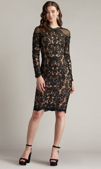 Tadashi Shoji CIM25397M - Long Sleeve Lace Knee-Length Dress Cocktail Dresses
