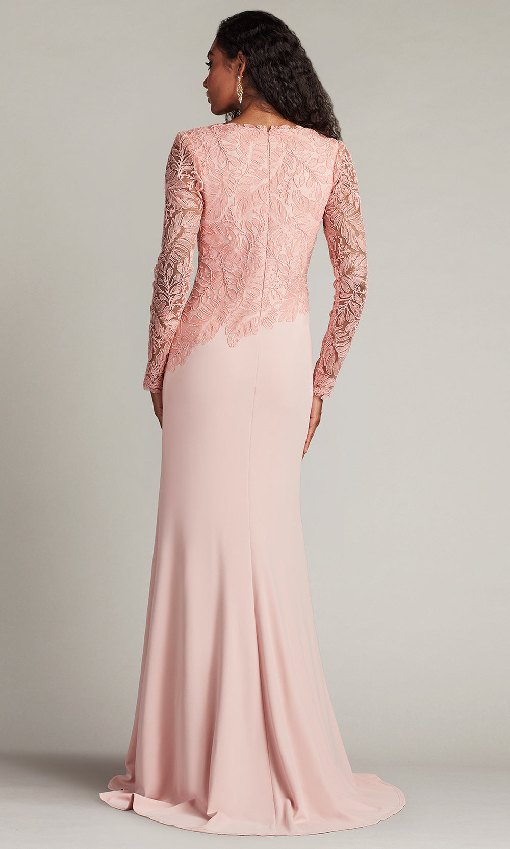 Tadashi Shoji CHU16206LXY - Caliste Embroidered Crepe Long Sleeve Gown Prom Dresses in Pink  
