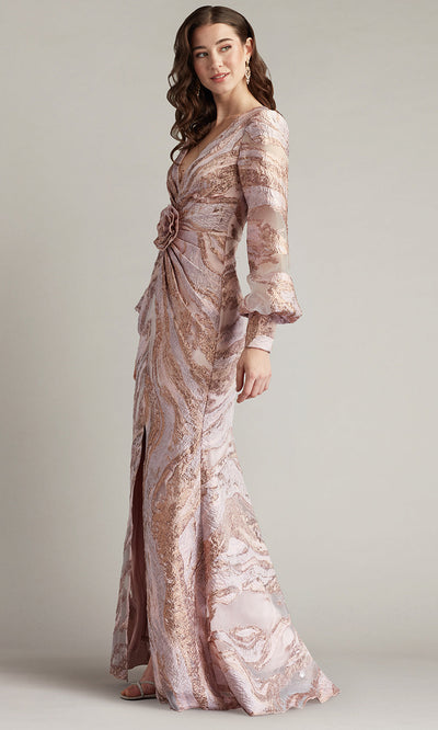 Tadashi Shoji CIH25489L - Roselle Gilded V-Neck Evening Gown Mother of the Bride Dresses