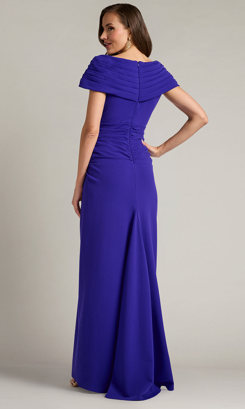Tadashi Shoji BOS25146L - Perkins Asymmetric Draped Sheath Gown Prom Dresses in Purple  