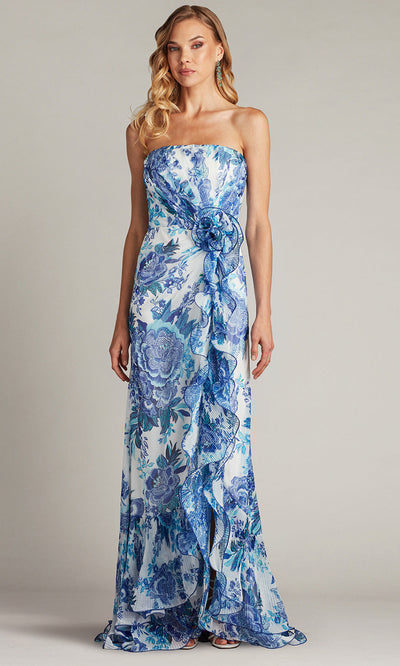 Tadashi Shoji CHW24386L - Strapless Morwenna Floral Print Ruffle Gown Prom Dresses