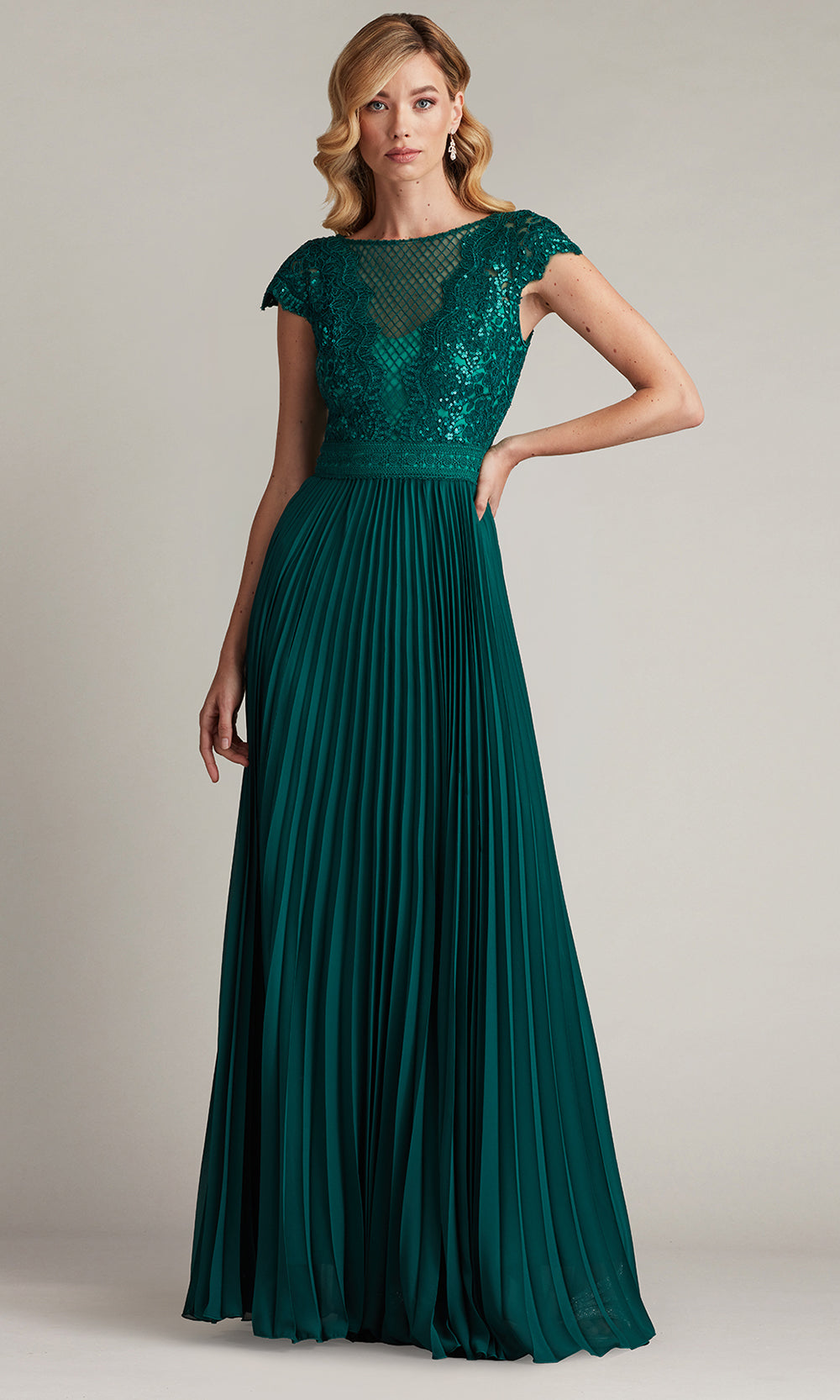 Tadashi Shoji CFC24324L - Embroidered Cap Sleeve Gown Special Occasion Dresses