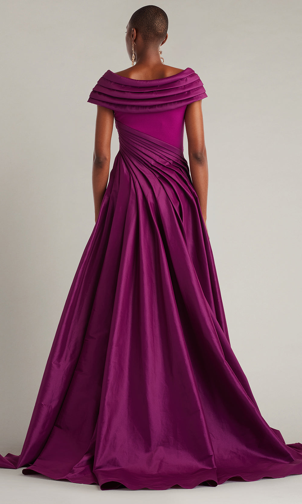 Tadashi Shoji CY25317L - Off Shoulder Blanka Draped Contrast Taffeta Ball Gown Mother of the Bride Dresses in Purple  