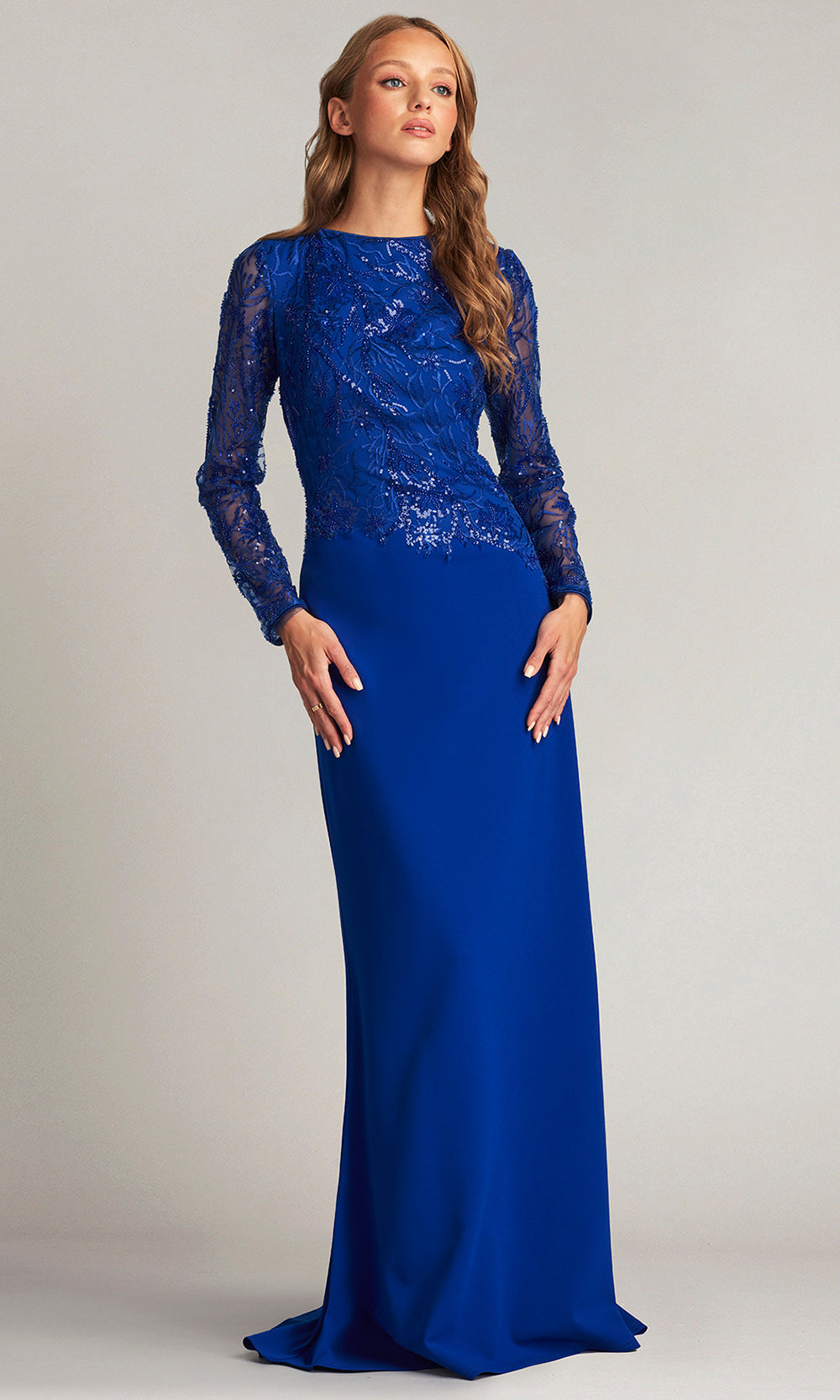 Tadashi Shoji CDN16206LXY - Embroidered Sleeve Evening Gown Special Occasion Dresses