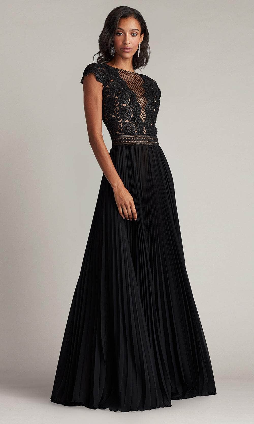 Tadashi Shoji CFC24324L Embroidered Bateau Neck Evening Gown – ADASA