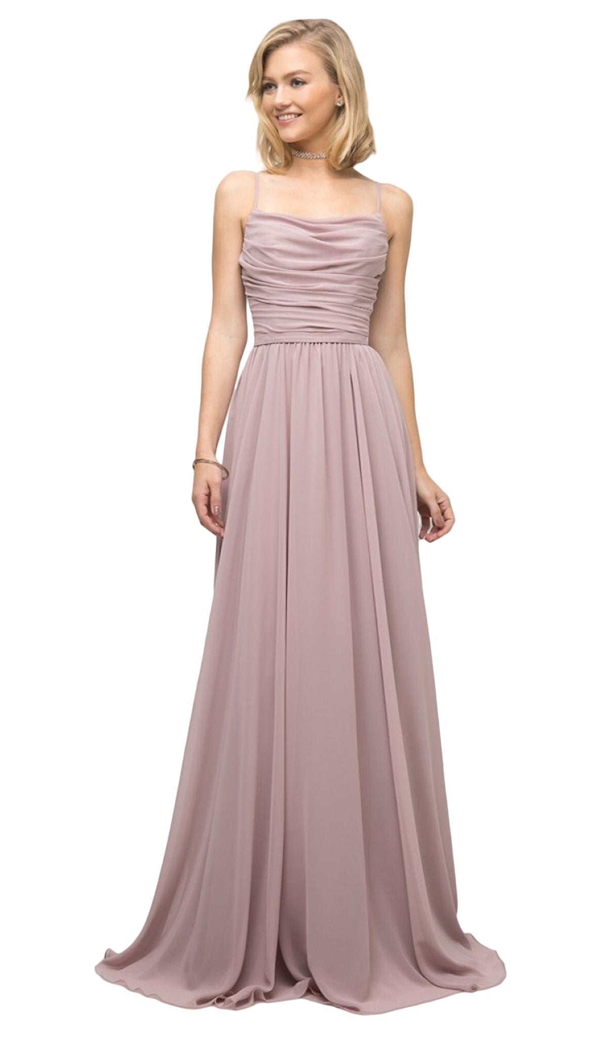 Ladivine - UR136 Sleeveless Empire Waist Chiffon Dress In Nude