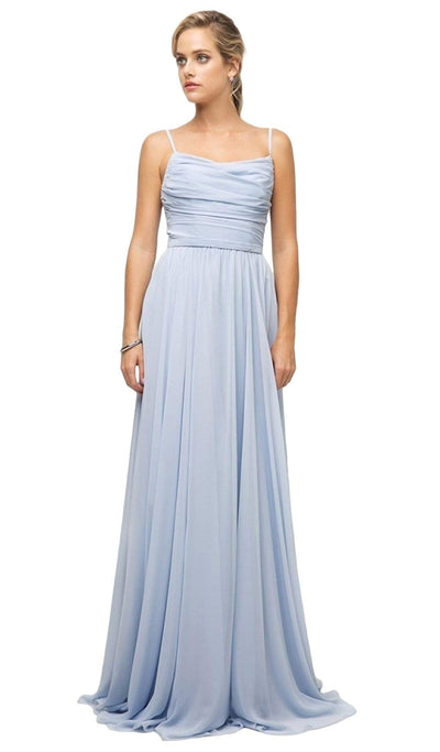 Ladivine - UR136 Sleeveless Empire Waist Chiffon Dress In Blue