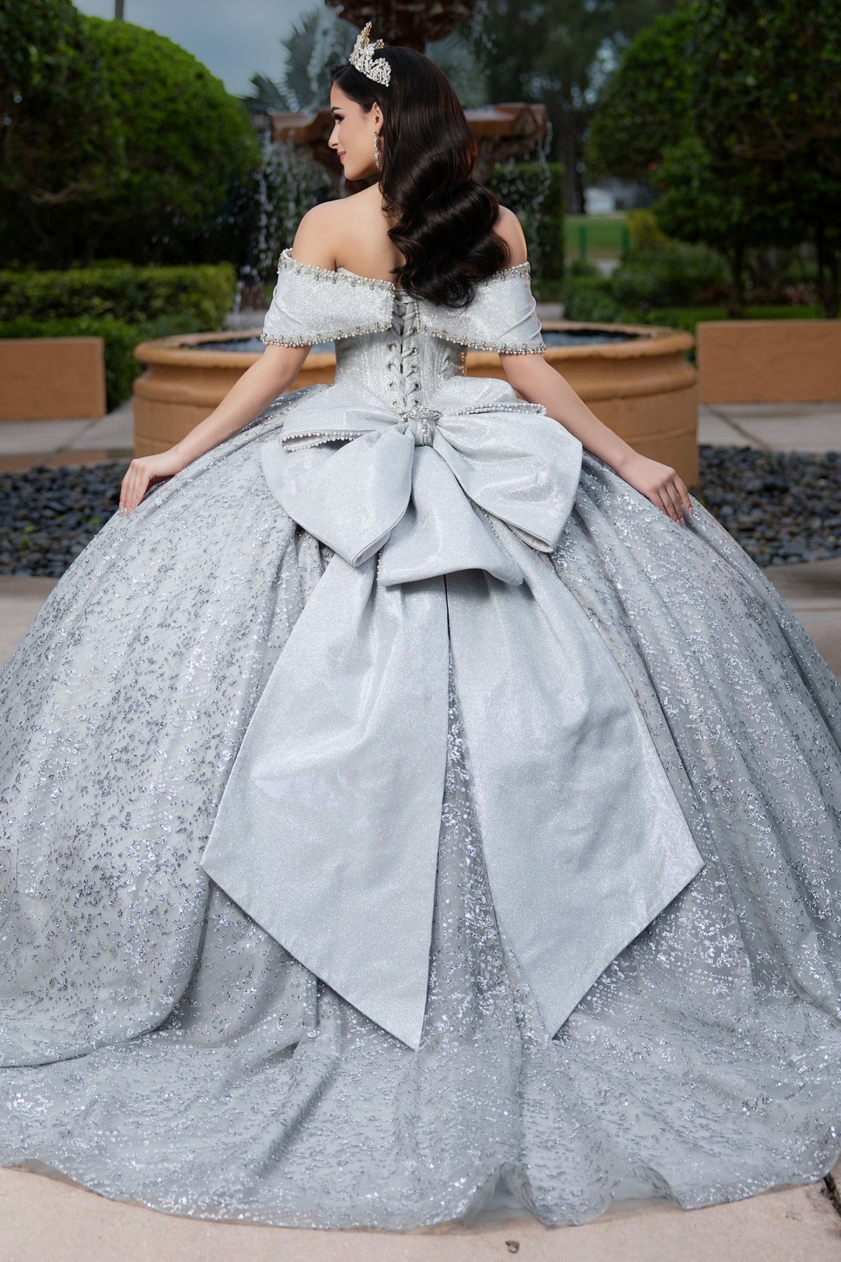 Vizcaya by Mori Lee 4080055 - Bow Back Stone Encrusted Quinceanera Gown